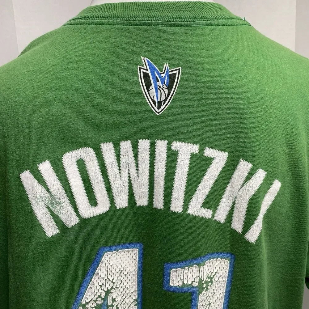 Adidas Kelly Green Dallas Mavericks Dirk Nowitzki Hardwood CLASSIC L tshirt #41